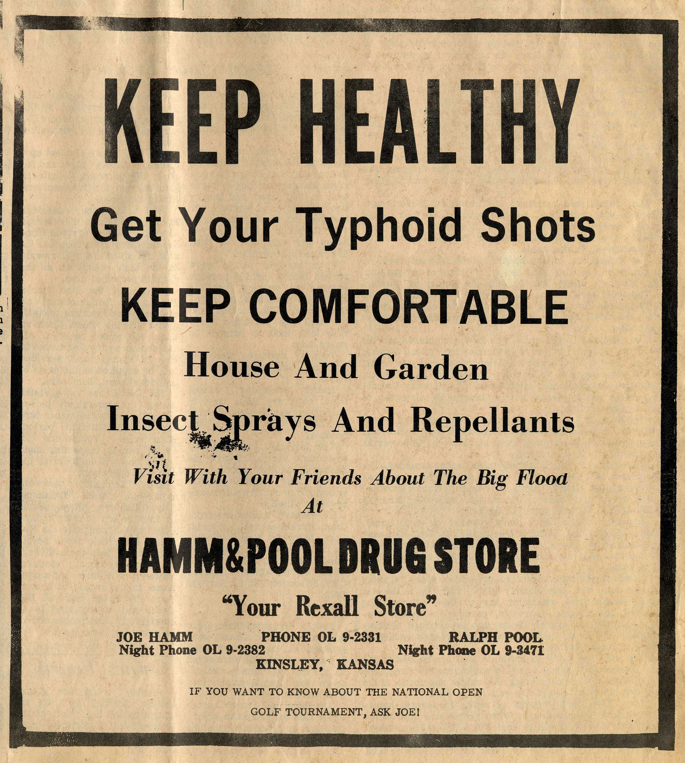 1965 Drug Store Ad encouraging Typhoid Shots